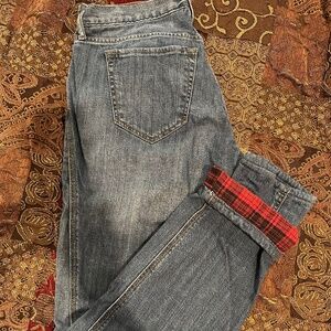 Eddie Bauer flannel lined boyfriend jeans
